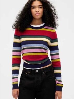 GAP CashSoft Striped Crewneck Sweater -